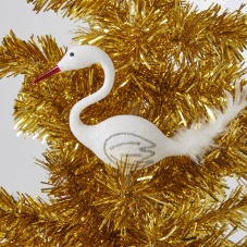Glass Stork Christmas Decoration In White Glitter Rice DK